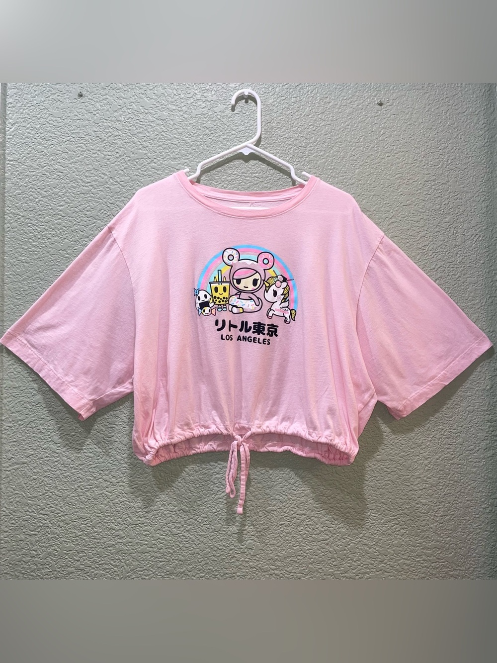 Tokidoki Los Angeles Pink Oversized Crop Top Sz XXL Kawaii Beach Twee Tokyo